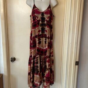 DKNY Purple and Black Tie-Dye Metallic Midi Dress size XS
